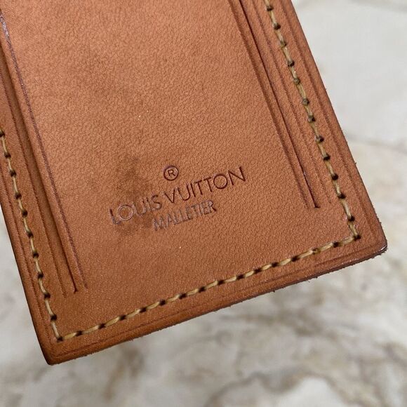 Vintage Louis Vuitton Vachetta Leather Luggage Tag & Poignet - Picture 2 of 9